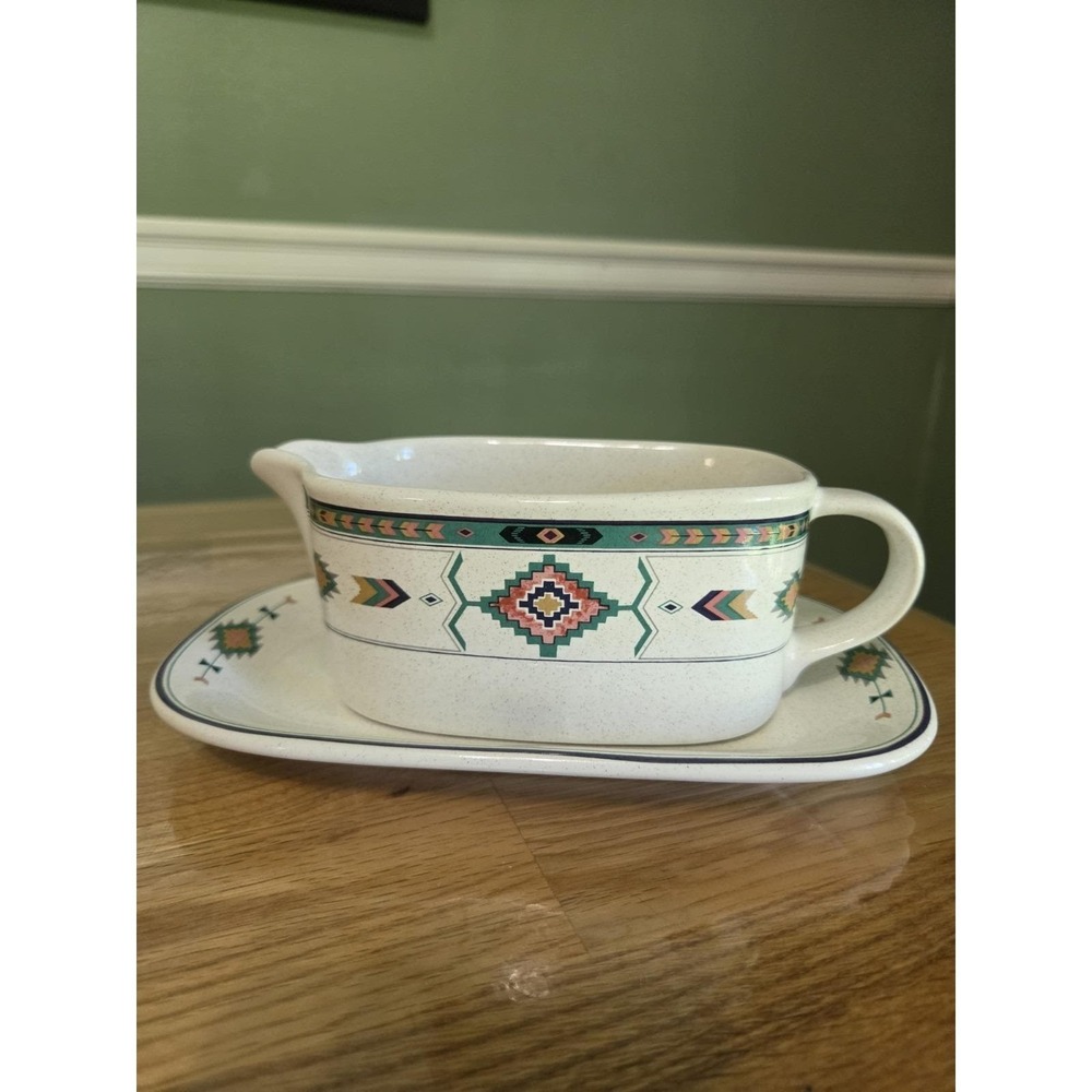 Studio Nova "ADIRONDACK" Gravy Boat & Underplate~ Southwestern/Aztec Design